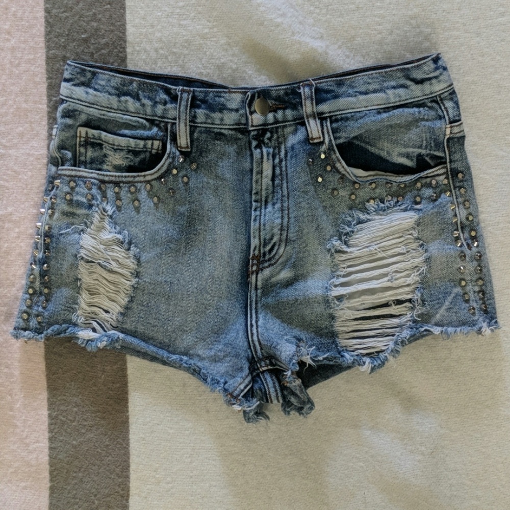 Studded Denim Shorts